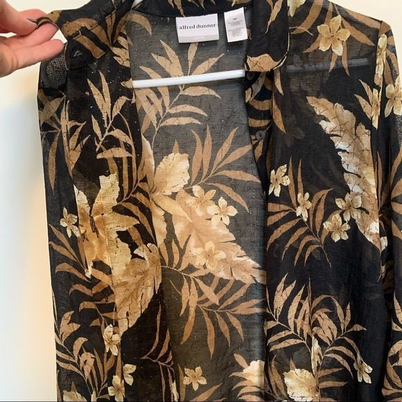 Alfred Dunner Top Blouse Button Down dressy Sheer Collar Size 16P Petite - Picture 5 of 8